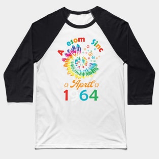 Funny Birthday Quote, Awesome Since April 1964, Retro Birthday Baseball T-Shirt